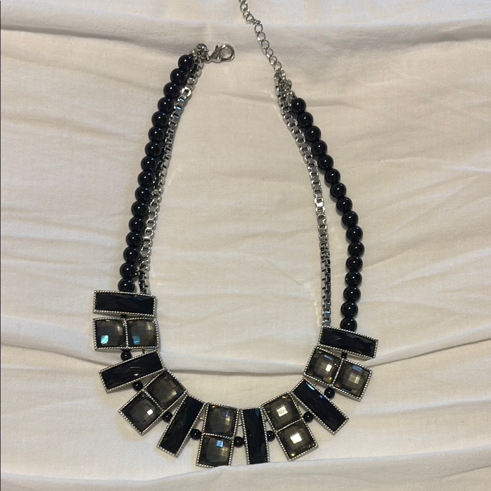 Elegant Black and Silver Necklace